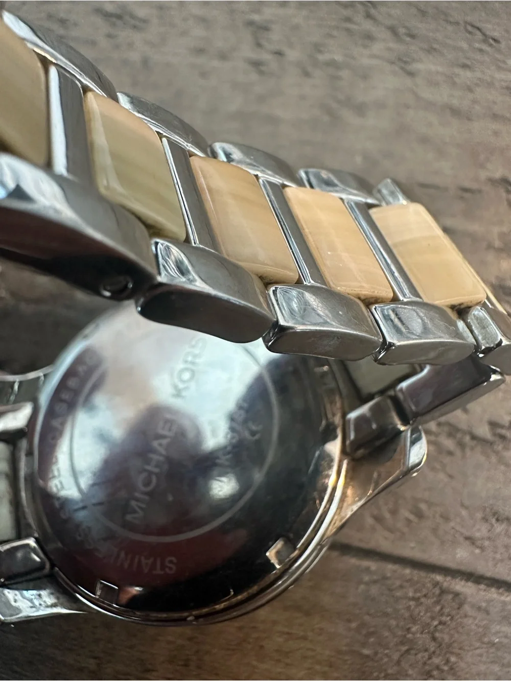 Authentic Michael Kors MK  silver pearl watch! Needs Battery